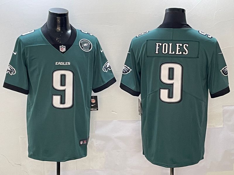 Men Philadelphia Eagles 9 Foles Green Second generation 2025 Nike Limited NFL Jersey style 4